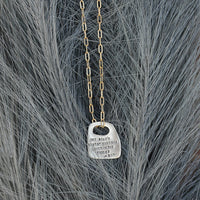 Rumi Rune Quote Necklace "The Rose's Rarest Essence Lives in the Thorns" - Chocolate and Steel