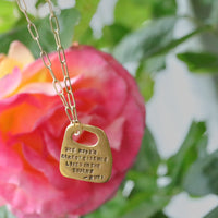 Rumi Rune Quote Necklace "The Rose's Rarest Essence Lives in the Thorns" - Chocolate and Steel