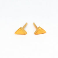 Sculpted Triangle Studs - Chocolate and Steel