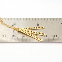 "She took the leap and built her wings on the way down" quote necklace - Chocolate and Steel