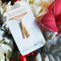 "She took the leap and built her wings on the way down" quote necklace - Chocolate and Steel