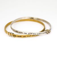 "She took the leap and built her wings on the way down" - three ring bangle - Chocolate and Steel