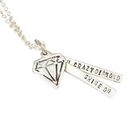 "Shine on you crazy diamond" -Pink Floyd Quote Necklace - Chocolate and Steel