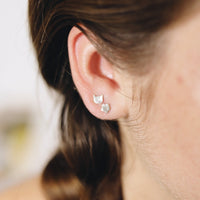 Single Micro Stud Earrings - Chocolate and Steel