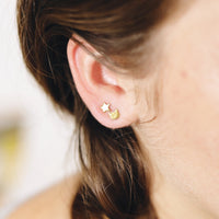 Single Micro Stud Earrings - Chocolate and Steel