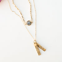 "Sometimes in the Waves of Change We Find our True Direction" Quote Necklace - Chocolate and Steel