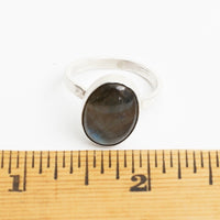 Soteria Labradorite Gemstone Ring - Chocolate and Steel