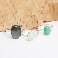 Soteria Labradorite Gemstone Ring - Chocolate and Steel