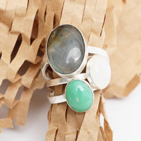 Soteria Labradorite Gemstone Ring - Chocolate and Steel