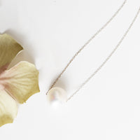 Stardust Floating Pearl Necklace - Chocolate and Steel