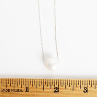 Stardust Floating Pearl Necklace - Chocolate and Steel