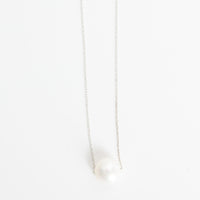 Stardust Floating Pearl Necklace - Chocolate and Steel