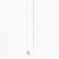 Stardust Floating Pearl Necklace - Chocolate and Steel
