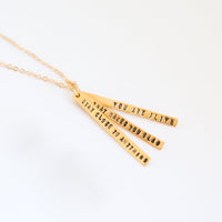 "Stay Close To Anything That Makes You Glad You Are Alive" -Hafez quote necklace - Chocolate and Steel