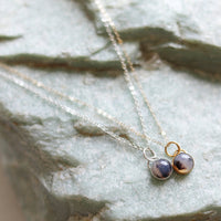 Sunshowers Dendritic Agate Pendant Necklace - Chocolate and Steel