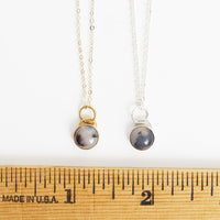 Sunshowers Dendritic Agate Pendant Necklace - Chocolate and Steel