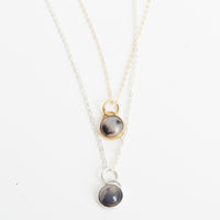 Sunshowers Dendritic Agate Pendant Necklace - Chocolate and Steel