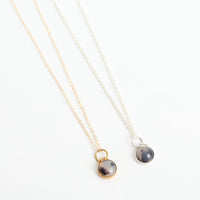 Sunshowers Dendritic Agate Pendant Necklace - Chocolate and Steel