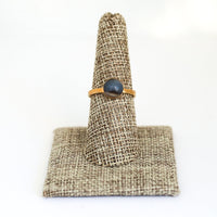 Sunshowers Dendritic Agate Stacking Ring - Chocolate and Steel - 14kt gold vermeil - 414faire - blue gemstone - Ring