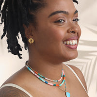 “The Anini” Round Link Earring - Chocolate and Steel - 14k gold vermeil - 7.13Faire - 925 sterling - earrings