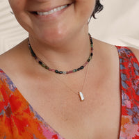 "The Ariel" Baroque Pearl Necklace - Chocolate and Steel