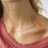 "The Dot" Delicate Chain - Chocolate and Steel