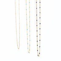 "The Dot" Delicate Chain - Chocolate and Steel