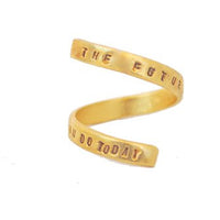 "The future depends on what you do today." - Mahatma Gandhi wrap ring - Chocolate and Steel