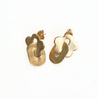 “The Hanapepe” Flower Link Earring - Chocolate and Steel