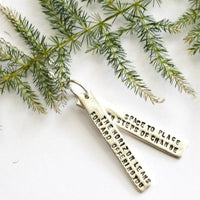 "The horizon leans forward offering you space to place new steps of change" -Maya Angelou Quote Necklace - Chocolate and Steel