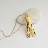 "The horizon leans forward offering you space to place new steps of change" -Maya Angelou Quote Necklace - Chocolate and Steel