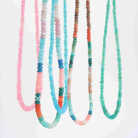 "The Malibu" Graduated Opal beaded necklace - Chocolate and Steel