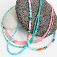 "The Malibu" Graduated Opal beaded necklace - Chocolate and Steel
