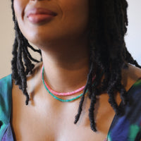 "The Malibu" Graduated Opal beaded necklace - Chocolate and Steel