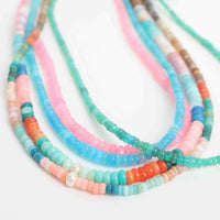 "The Malibu" Graduated Opal beaded necklace - Chocolate and Steel