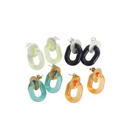 "The Wailua" Acrylic and Metal Post Earrings - Chocolate and Steel