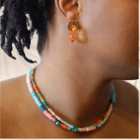 "The Wailua" Acrylic and Metal Post Earrings - Chocolate and Steel