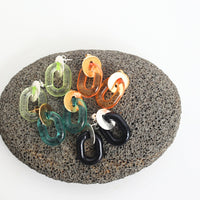 "The Wailua" Acrylic and Metal Post Earrings - Chocolate and Steel