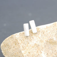 Thick Bar Studs - Chocolate and Steel - 14 kt gold - artifacts - bar -