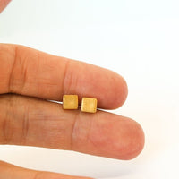 Thick Square Studs - Chocolate and Steel