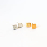 Thick Square Studs - Chocolate and Steel