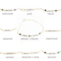 Tiny Mantra Bracelets - Chocolate and Steel - adjustable - badass - bracelet -