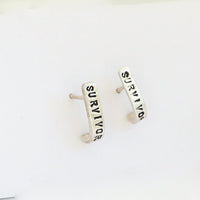 Tiny Mantra Half Hoops - Chocolate and Steel - 925 silver - artisanal - Best Sellers -