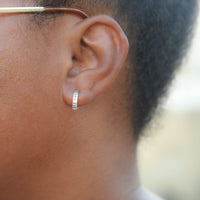 Tiny Mantra Half Hoops - Chocolate and Steel - 925 silver - artisanal - Best Sellers -