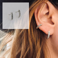 Tiny Mantra Half Hoops - Chocolate and Steel - 925 silver - artisanal - Best Sellers -