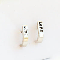 Tiny Mantra Half Hoops - Chocolate and Steel - 925 silver - artisanal - Best Sellers -