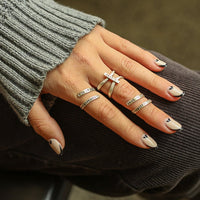 Tiny Mantra Rings - Chocolate and Steel - 925 silver - Adjustable - adjustable ring -