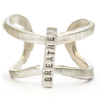 Tiny Mantra Rings - Chocolate and Steel - 925 silver - Adjustable - adjustable ring -