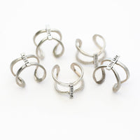 Tiny Mantra Rings - Chocolate and Steel - 925 silver - Adjustable - adjustable ring -