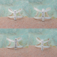 Tiny Mantra Rings - Chocolate and Steel - 925 silver - Adjustable - adjustable ring -